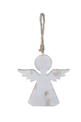 Závěs anděl, dřevo, bílá, 17x19x1cm, ks  (EFS-840138)