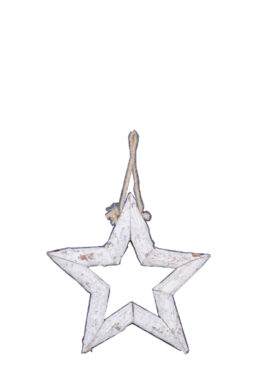 Dekorace hvězda WASHED, závěsná, přírodnina, bílá, 19x19x2cm, ks  (EFS-910852)