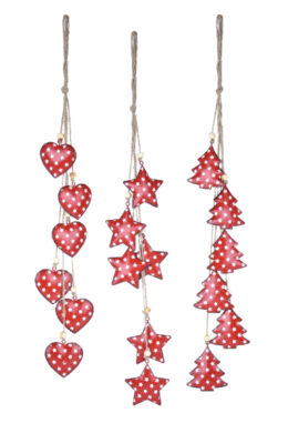 Girlanda srdce/stromek/hvězda, červená, 6x51x1cm,  (EGO-216084)