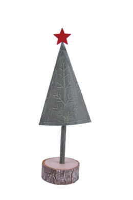 Dekorace vánoční stromek na podstavci, kov, zelená, 8,5x25x6cm, ks  (EGO-216772)
