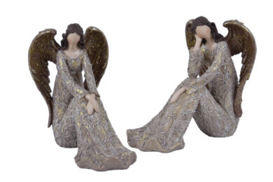 Anděl Bea, sedící, 15cm, hnědá/zlatá, 2T  (EGO-713358)