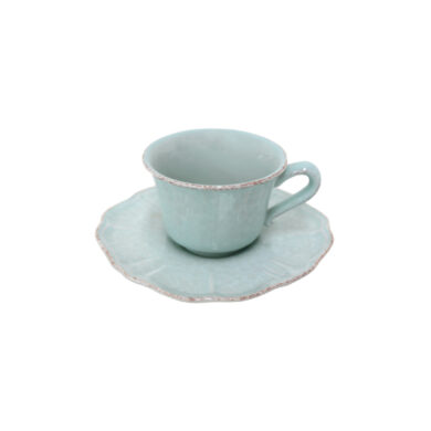 Šálek na čaj s podšálkem, 0,22L, IMPRESSIONS, modrá (tyrkysová)  (ZCF-IM506-BLU)