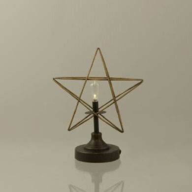 Svícen LED Hvězda, zlatá vymývaná, bez bat., 31cm  (ZDP-2080-96)