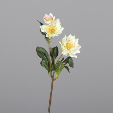 Dekorace květina se 3mi květy, 37cm, zelená/bílá  (ZDP-25356-10)