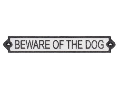 Cedule BEWARE OF THE DOG, nástěnná, litina, 26x5cm  (ZEE-LH325)