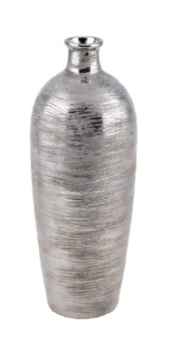 Váza, kamenina, stříbrná/hnědá, v. 43cm  (ZGE-12003288)
