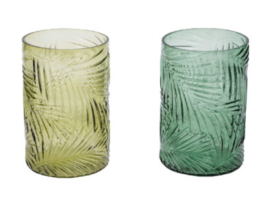 Svícen/váza zelená/kapradina, pr. 10x12,5cm, 2T  (ZGE-12101063)