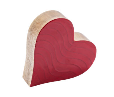 Srdce, mangové dřevo, červená, 20x20x3,5cm  (ZGE-12105140)