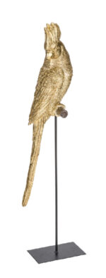 Papoušek na stojánku, zlatá/černá, v. 62cm *  (ZGE-22001149)