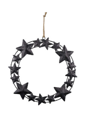 Závěs kovový, hvězdy, černá, pr. 24cm  (ZGE-22001202)