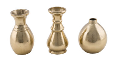 Váza kovová, zlatá, v. 11cm, 3T *  (ZGE-22001288)