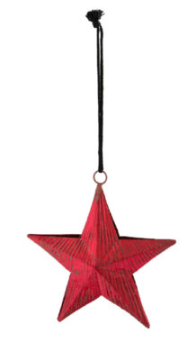 Závěs hvězda kovová, červená, 7x7x2cm  (ZGE-22104393)
