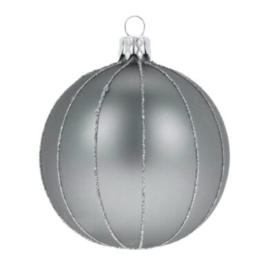 Ozdoba vánoční, koule proužky, šedá, 8cm  (ZOZ-222336)