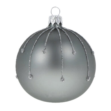 Ozdoba vánoční, koule kapky, šedá, 8cm  (ZOZ-222337)