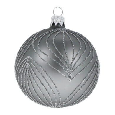 Ozdoba vánoční, koule listy, šedá, 8cm  (ZOZ-222338)