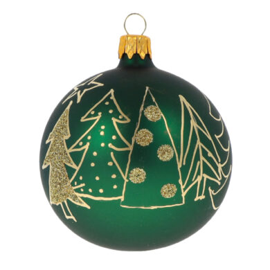 Ozdoba vánoční, koule stromy, zelená/matná, 8cm  (ZOZ-222343)