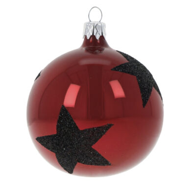 Ozdoba vánoční, koule hvězdy, bordó, 8cm  (ZOZ-222366)