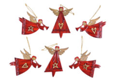 Závěs anděl s trubkou, červená, 10x10x0,5cm - Krásná vánoční dekorace.