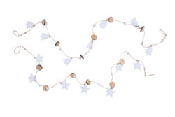 Girlanda hvězda/stromek, dřevo, bílá, 8,5x47x2cm, 2T - Vánoční dekorace na stromek.