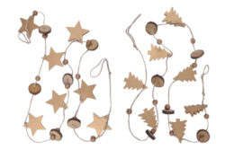 Girlanda hvězda/stromek, dřevo, zlatá, 8,5x47x2cm, 2T - Vánoční dekorace na stromek.