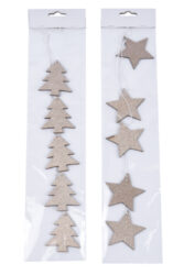 Girlanda hvězda/stromek, dřevo, zlatá, 10x47x0,5cm, 2T - Vánoční dekorace na stromek.