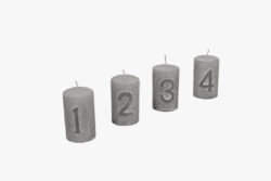 Svíčka adventní 2, šedá, M - Adventní svíčka s číslem 2 a rozměry 4,5x8cm