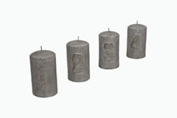 Svíčka adventní 2, stříbrná, V - Adventní svíčka s číslem 2 a rozměry 6x10cm