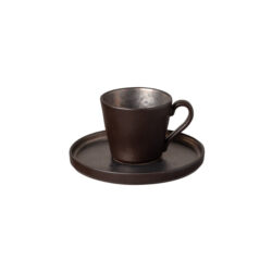 Šálek na čaj s podšálkem 0,21L, LAGOA, černá|Metal - Hrnky a lky COSTA NOVA. Portugalsk kamenina, odoln, bezpen, ekologick. Rzn tvary, barvy, vzory. Ideln na kvu, espresso, cappuccino, lungo, aj, kakao a dal.