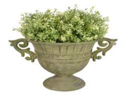 SC Váza vysoká - kov, zelená patina, M - Kovový samostatně stojící květináč/obal na květináč v designu francouzské vázy. Vzhled staré patiny. Rozměr v cm (ŠxHxV): 36,2x24,5x21,5. Obsah: neuvádí se. Materiál: kov s patinou.