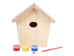 Budka pro ptáčky s barvami - Dřevěná závěsná budka pro ptáky s barvami na dřevo