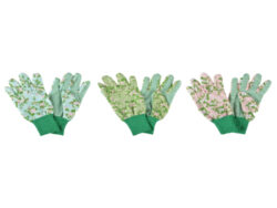 Rukavice zahradní, potisk růže, 3T - Set 3 ks textilních zahradních rukavic. S protiskluzovou úpravou na dlaních a bavlněným elastickým zápěstím. Ve 3 různých barevných zpracování s potiskem motivu růží. V barvách pomněnková modrá, jarní zelená a malinová růžová. Rozměr v cm (ŠxHxV): 12x10x26,3. Obsah: neuvádí se. Materiál: polyester, bavlna, PVC.