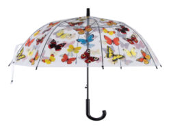 Deštník průhledný s motýlky - Deštníky Esschert Design: praktické, stylové, originální. Různé motivy, barvy, funkce. Užijte si procházku v dešti ve stylu.