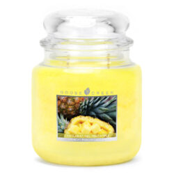 Svíčka 0,45 KG Vzrušující ananas, aromatická ve skle - Vonné svíčky ve skle s víkem, dvěma knoty a délkou hoření více jak 60 hodin. Užijte si rozmanitost vůní a rovnoměrné hoření.