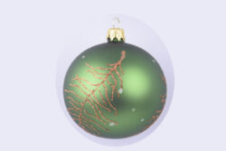 Ozdoba vánoční koule, zelené kapradí 2, 8cm