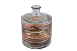 Váza MYSTERY, pr.20,5x26cm|5L, čirá/hnědá-pruhy - Krásná váza z ECO produktů VIDRIOS SAN MIGUEL 100% spotřebitelsky recyklované sklo s certifikací GRS.